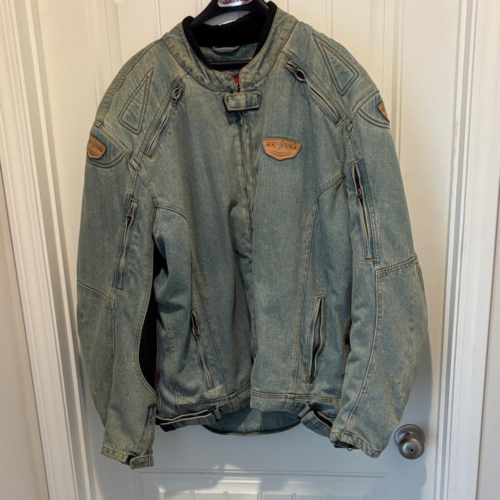 Cortech DSX Men's Light Denim Motorcycle Jacket, Distressed, Armored, Lined, 3XL